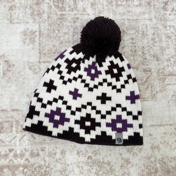 Mountain hardwear Hat Beanie Knit Pom Aztec Snow Winter Mens - Picture 1 of 6